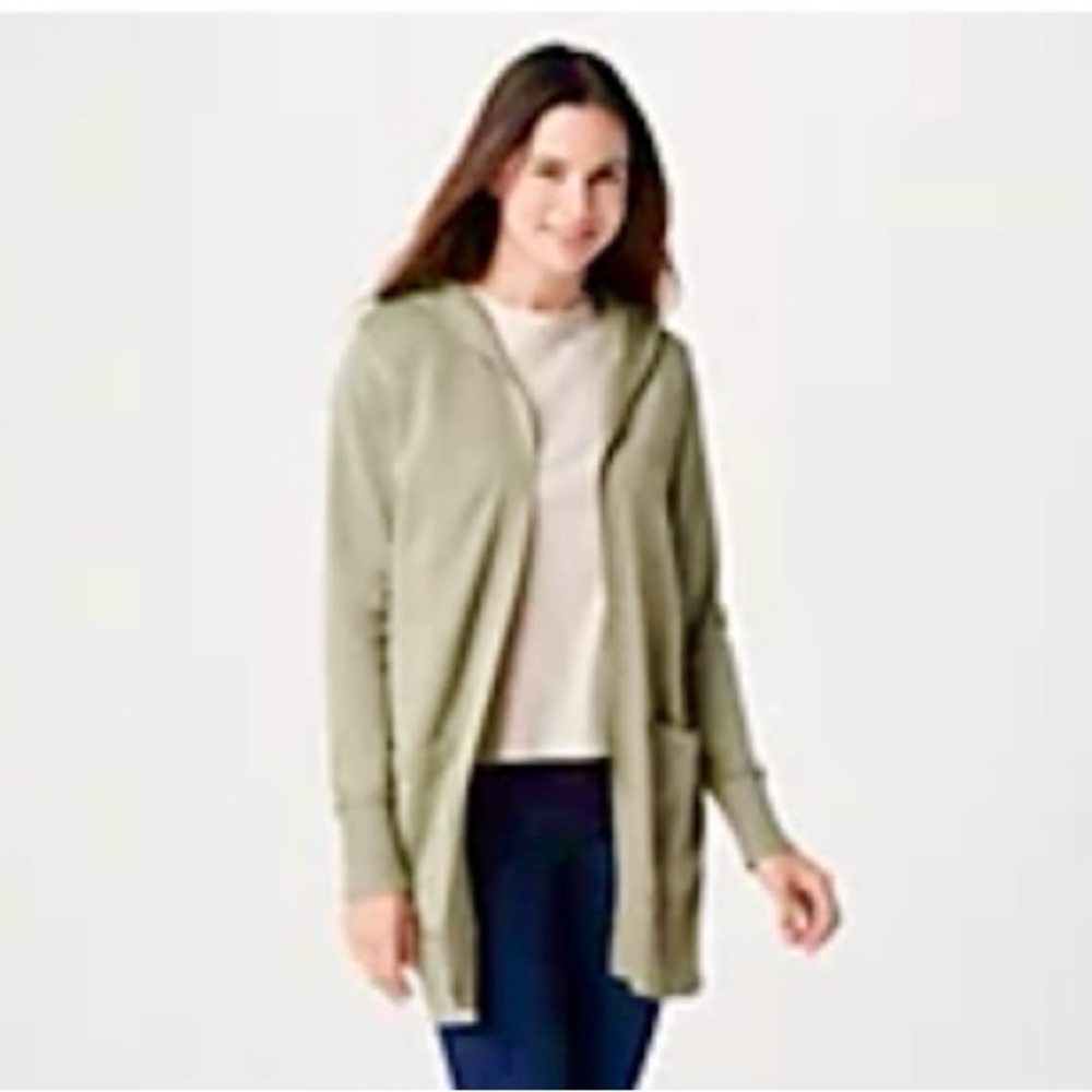 Isaac Mizrahi Long Hooded Cardigan Sweater, M/L